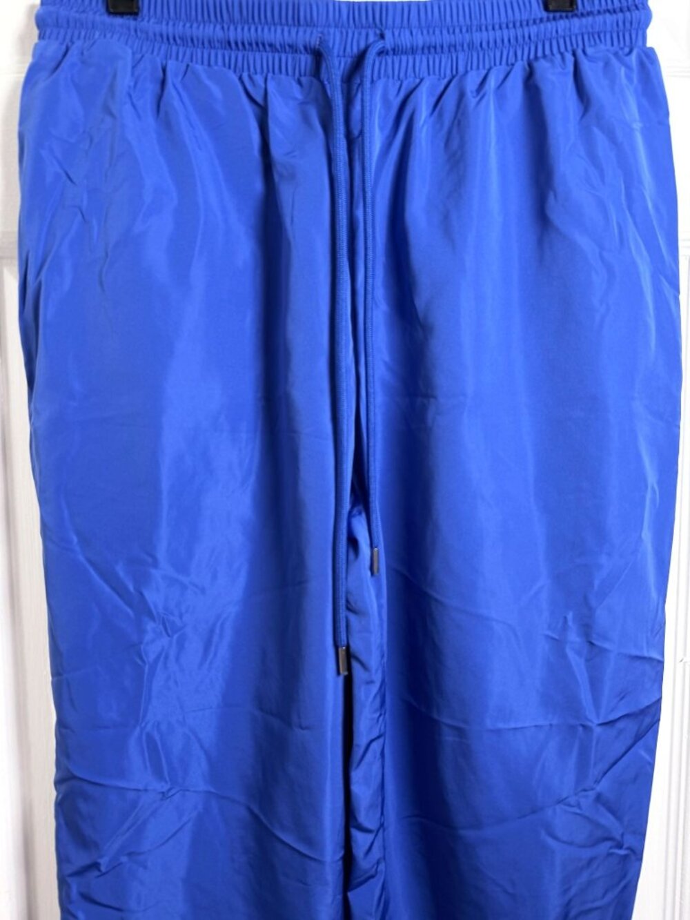 Forever 21 Cobalt Blue Nylon Joggers Size Large Elastic Drawstring Waist B41 - Picture 6 of 7